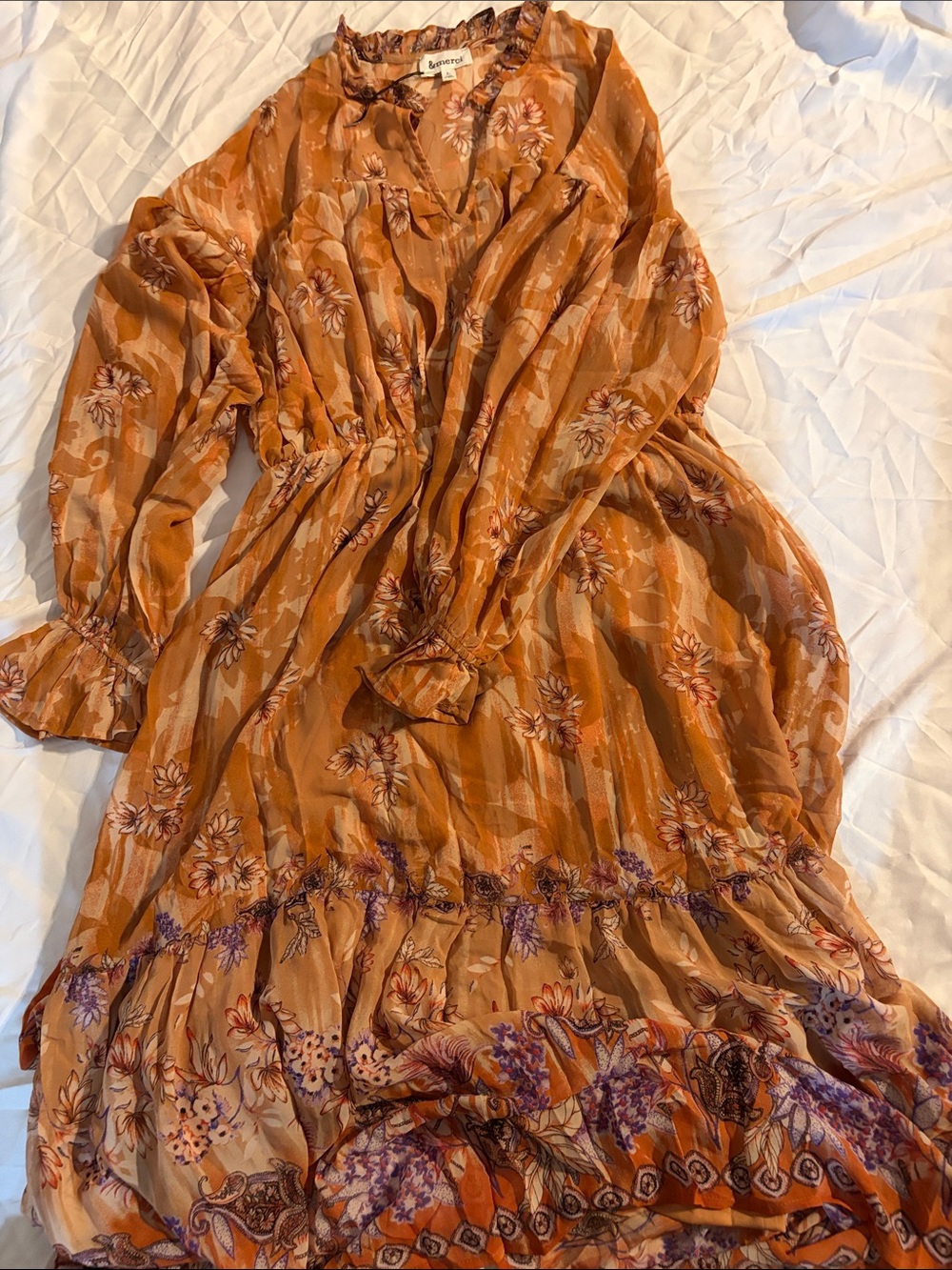 Women's Floral Maxi Dress in Burnt Orange
